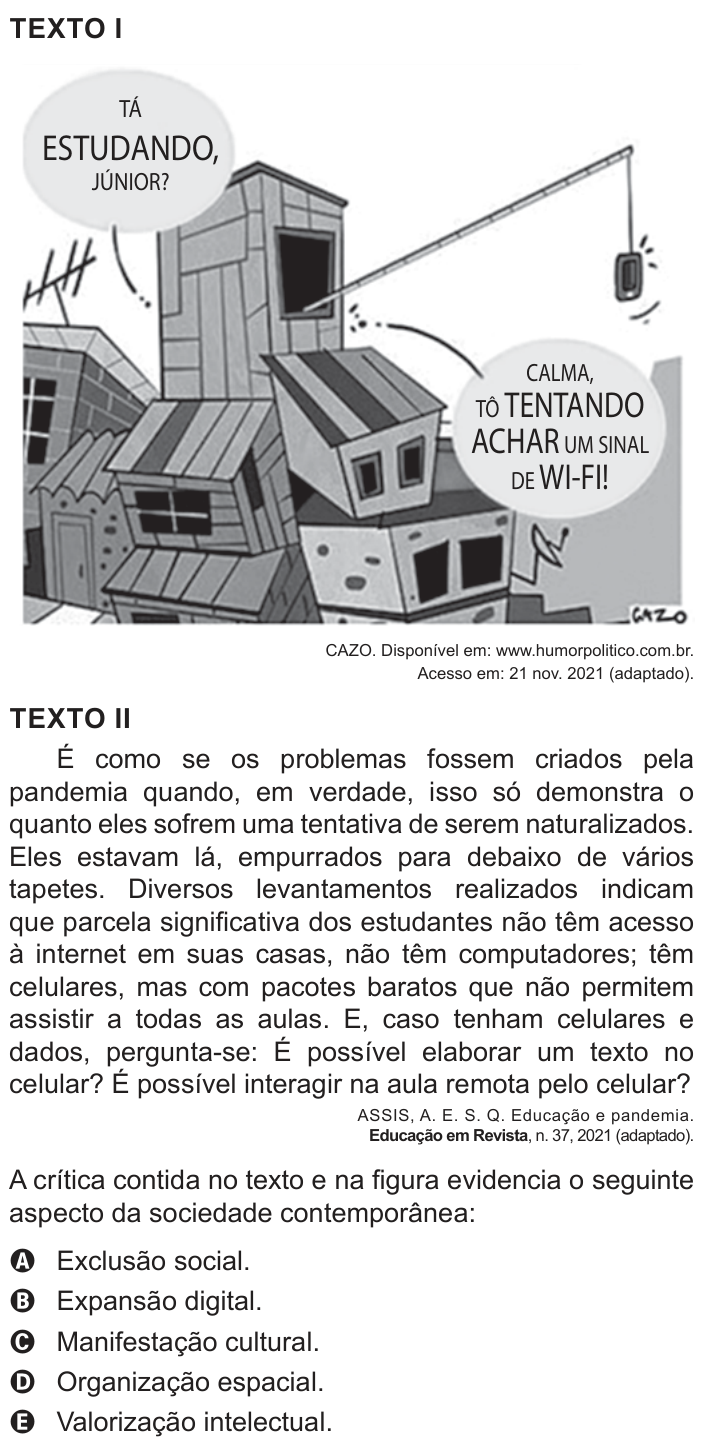 Questão 56 no caderno Azul do ENEM 2022