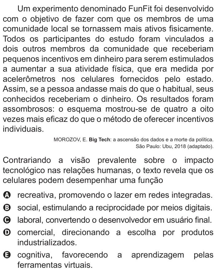 Questão 60 no caderno Azul do ENEM 2022