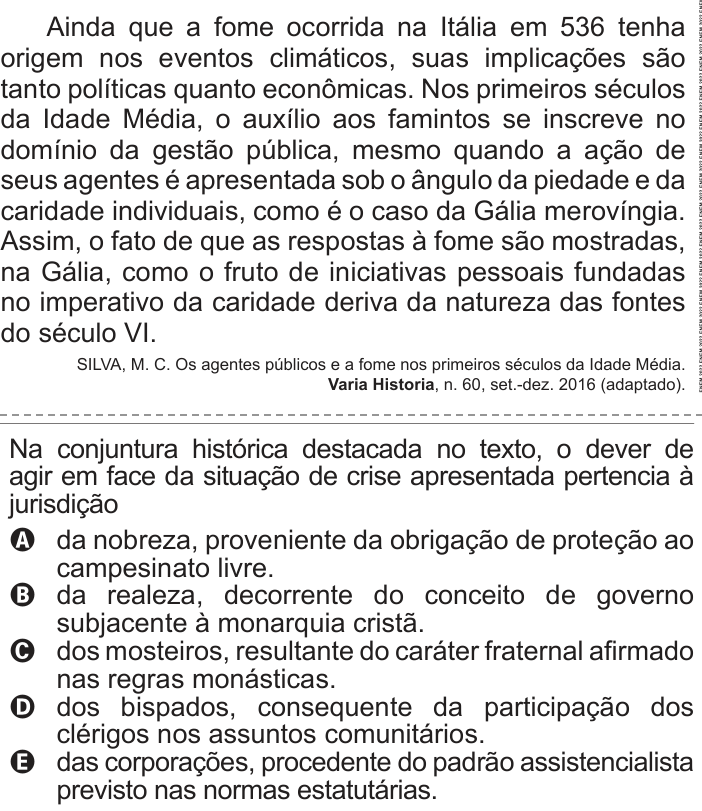 Questão 63 no caderno Azul do ENEM 2022