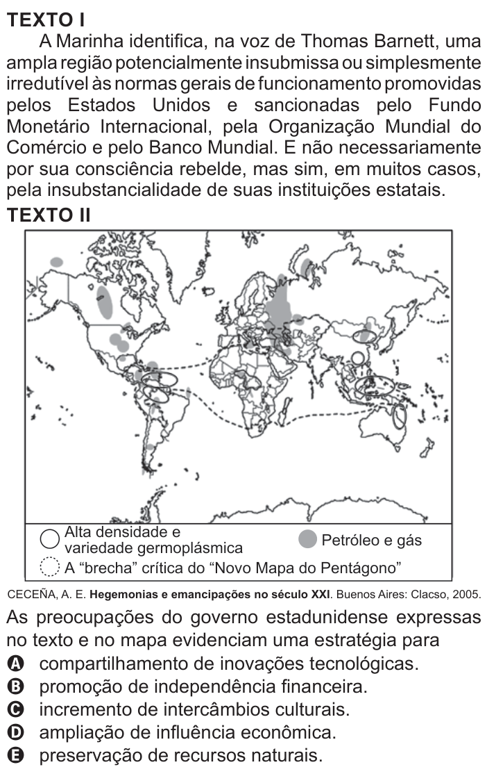 Questão 68 no caderno Azul do ENEM 2022