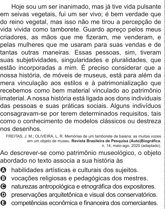 Questão 79 no caderno Azul do ENEM 2022