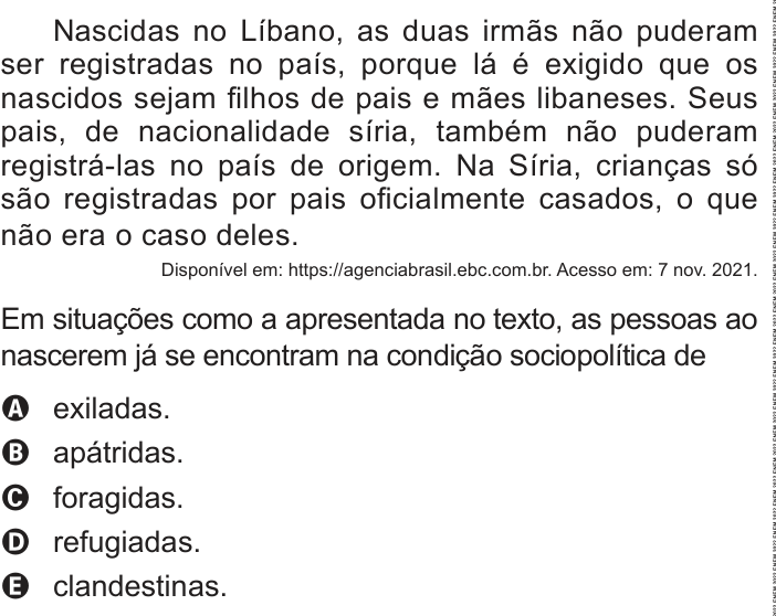 Questão 83 no caderno Azul do ENEM 2022