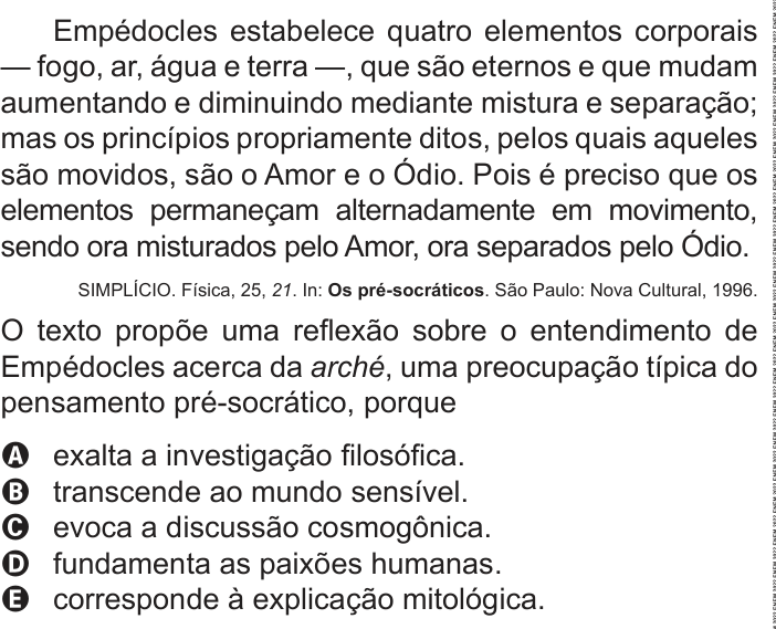 Questão 86 no caderno Azul do ENEM 2022