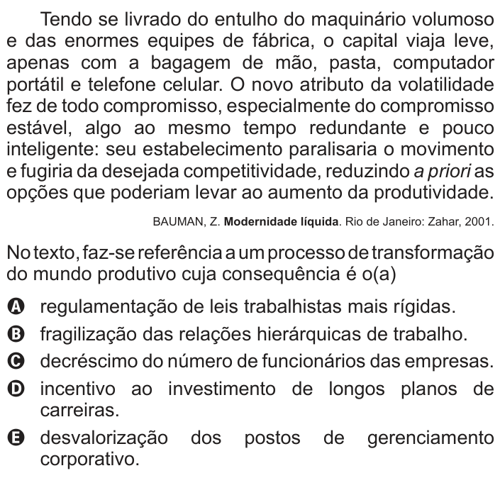 Questão 6 no caderno Branco do ENEM PPL 2016