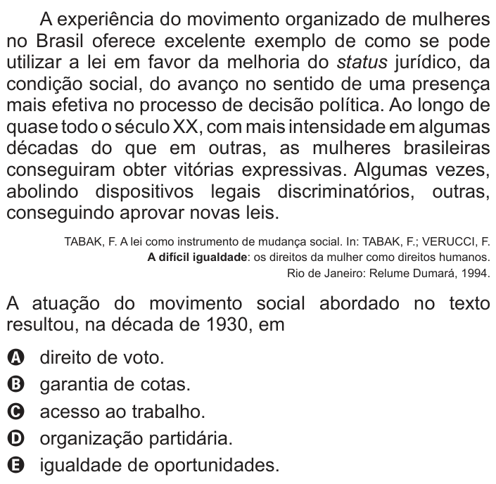 Questão 9 no caderno Branco do ENEM PPL 2016