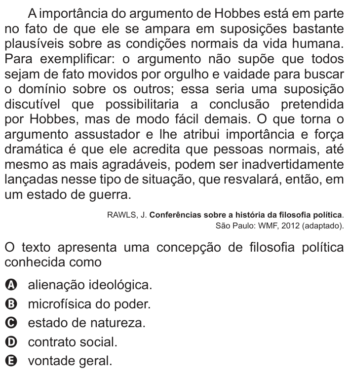 Questão 14 no caderno Branco do ENEM PPL 2016