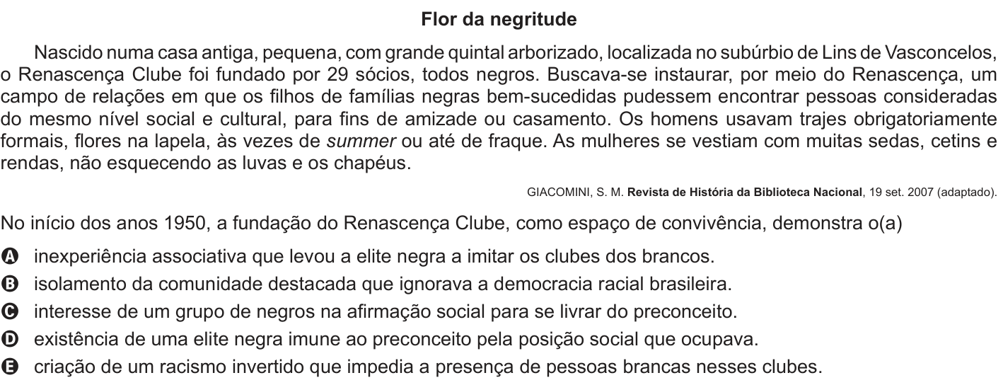 Questão 16 no caderno Branco do ENEM PPL 2016