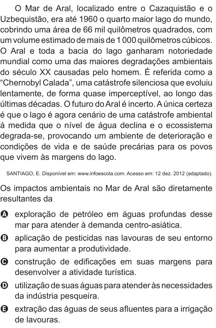 Questão 21 no caderno Branco do ENEM PPL 2016