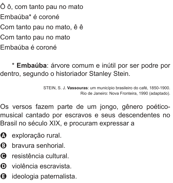 Questão 22 no caderno Branco do ENEM PPL 2016
