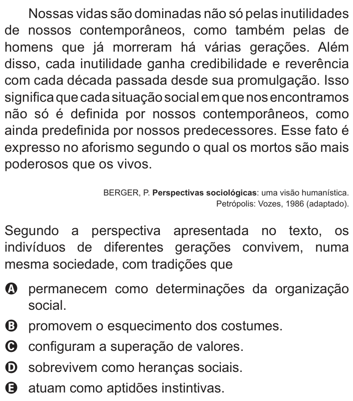 Questão 23 no caderno Branco do ENEM PPL 2016