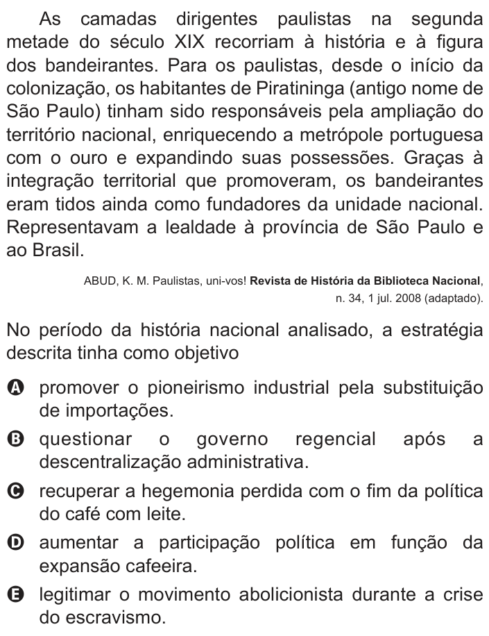 Questão 29 no caderno Branco do ENEM PPL 2016