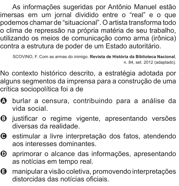 Questão 34 no caderno Branco do ENEM PPL 2016