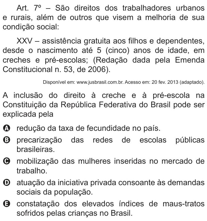 Questão 37 no caderno Branco do ENEM PPL 2016