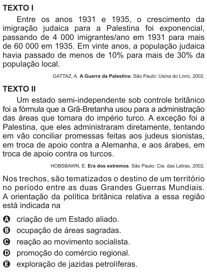 Questão 44 no caderno Branco do ENEM PPL 2016