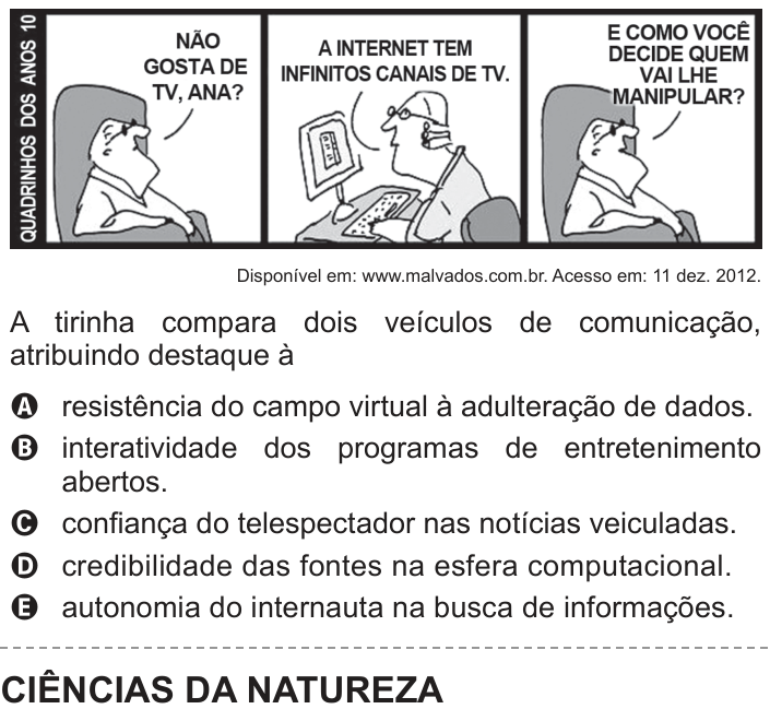 Questão 45 no caderno Branco do ENEM PPL 2016