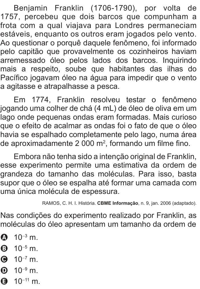 Questão 49 no caderno Branco do ENEM PPL 2016