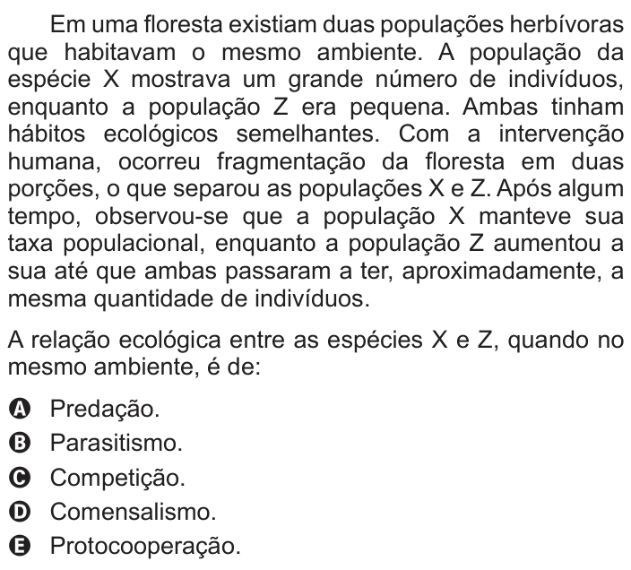 Questão 50 no caderno Branco do ENEM PPL 2016
