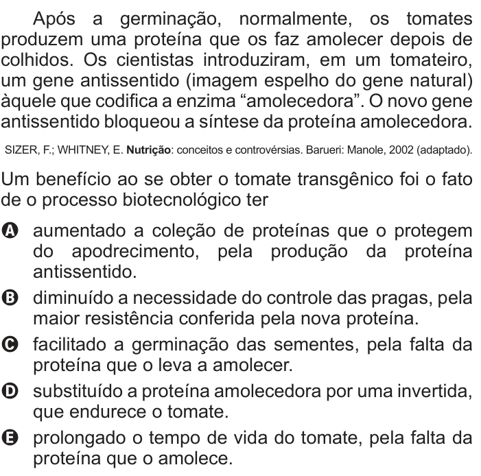 Questão 67 no caderno Branco do ENEM PPL 2016