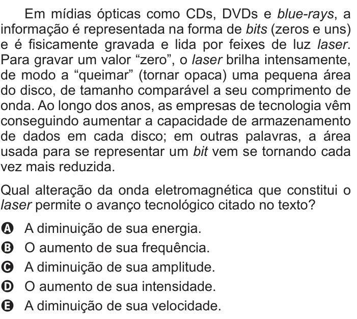 Questão 68 no caderno Branco do ENEM PPL 2016