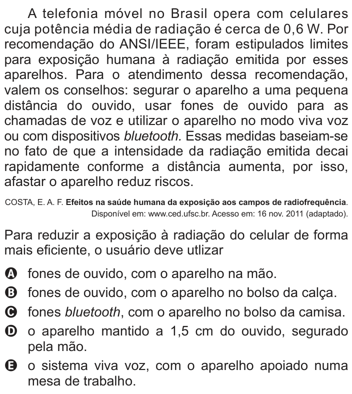 Questão 70 no caderno Branco do ENEM PPL 2016