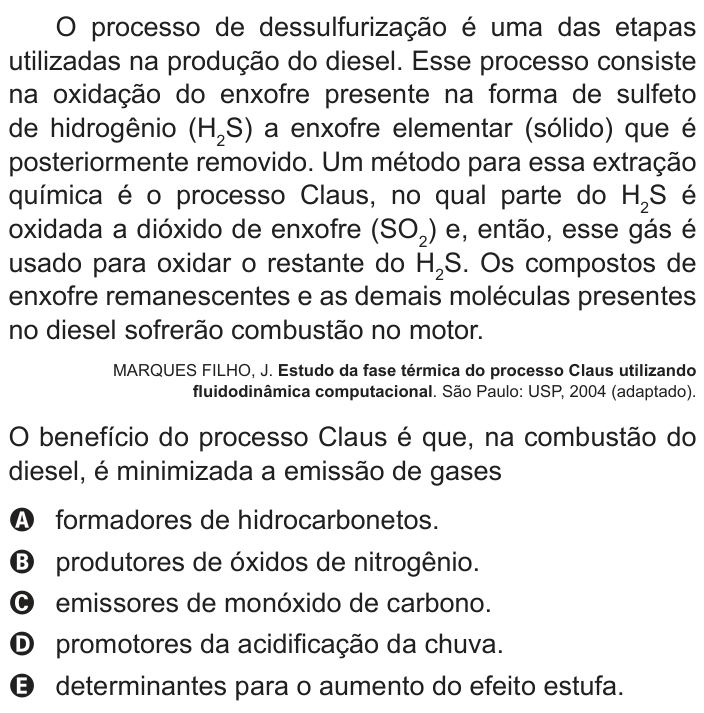 Questão 81 no caderno Branco do ENEM PPL 2016