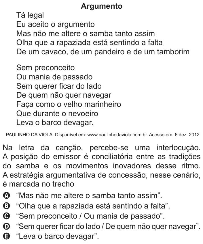 Questão 99 no caderno Cinza do ENEM PPL 2016