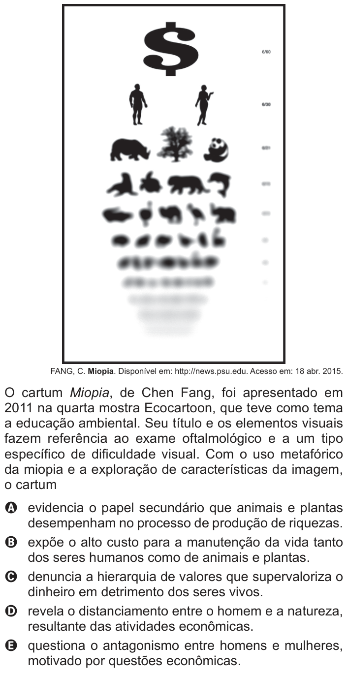 Questão 107 no caderno Cinza do ENEM PPL 2016