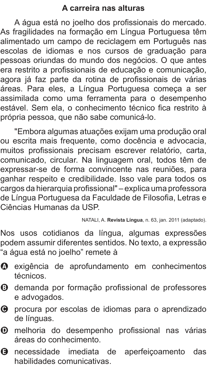 Questão 113 no caderno Cinza do ENEM PPL 2016