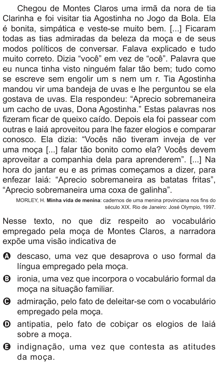 Questão 115 no caderno Cinza do ENEM PPL 2016