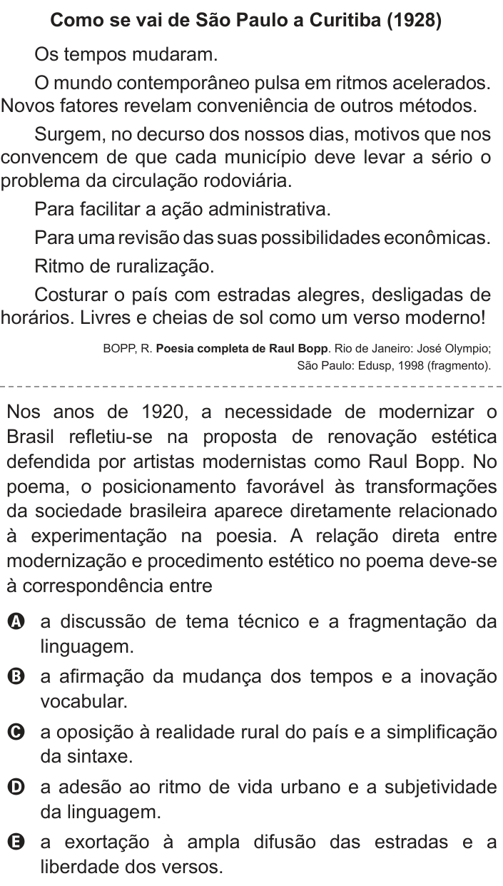 Questão 117 no caderno Cinza do ENEM PPL 2016