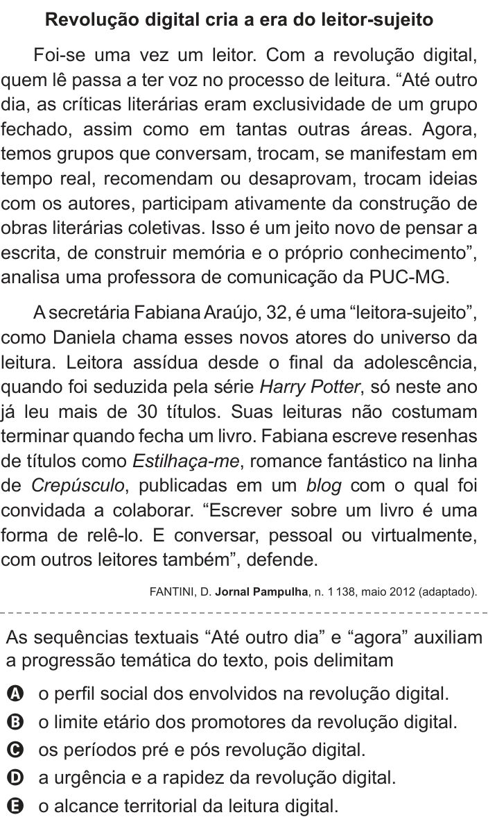 Questão 120 no caderno Cinza do ENEM PPL 2016