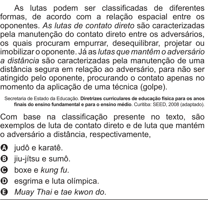Questão 123 no caderno Cinza do ENEM PPL 2016