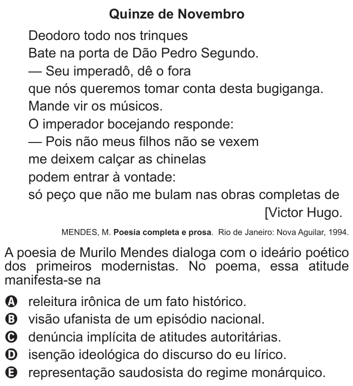 Questão 124 no caderno Cinza do ENEM PPL 2016