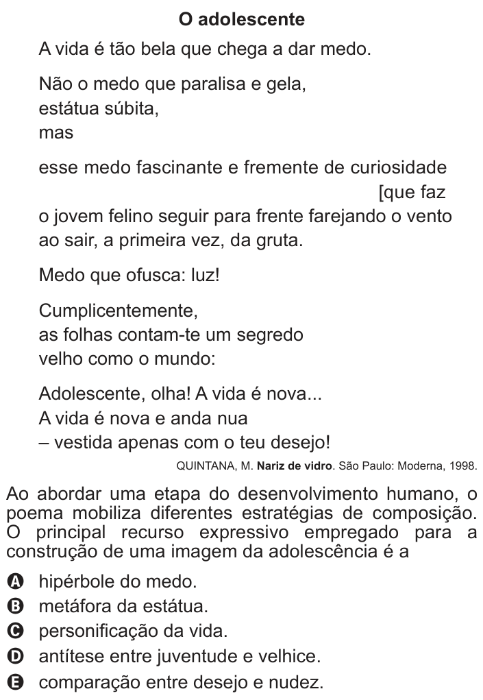 Questão 125 no caderno Cinza do ENEM PPL 2016