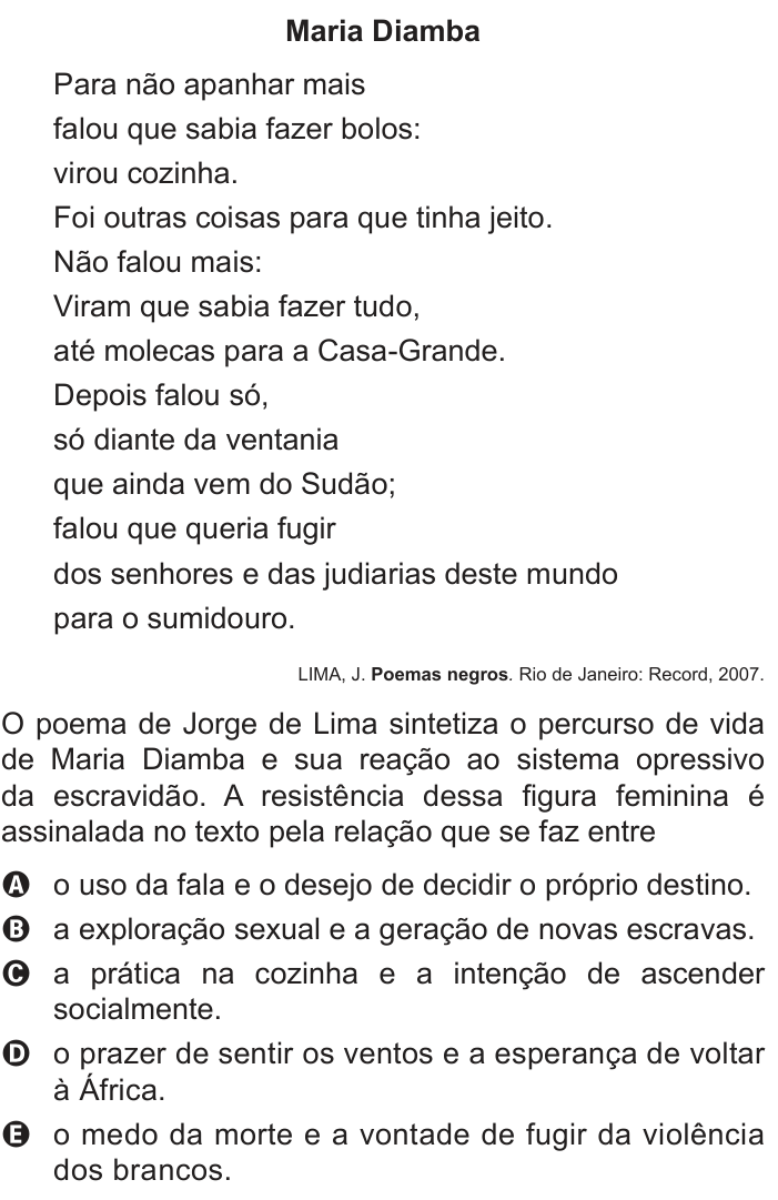 Questão 126 no caderno Cinza do ENEM PPL 2016