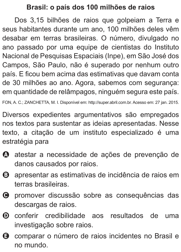 Questão 131 no caderno Cinza do ENEM PPL 2016