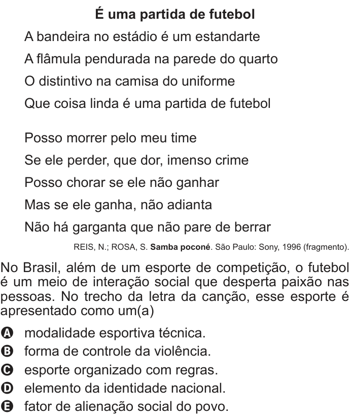 Questão 132 no caderno Cinza do ENEM PPL 2016