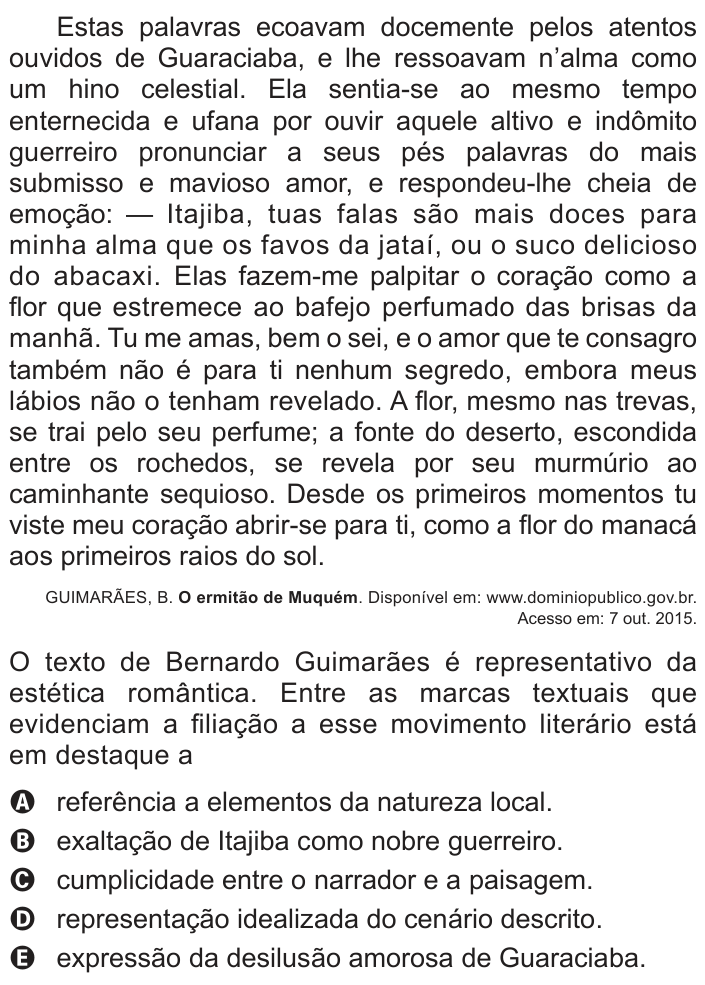 Questão 135 no caderno Cinza do ENEM PPL 2016
