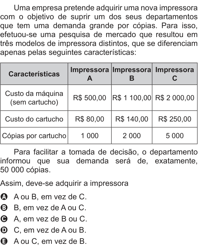 Questão 136 no caderno Cinza do ENEM PPL 2016