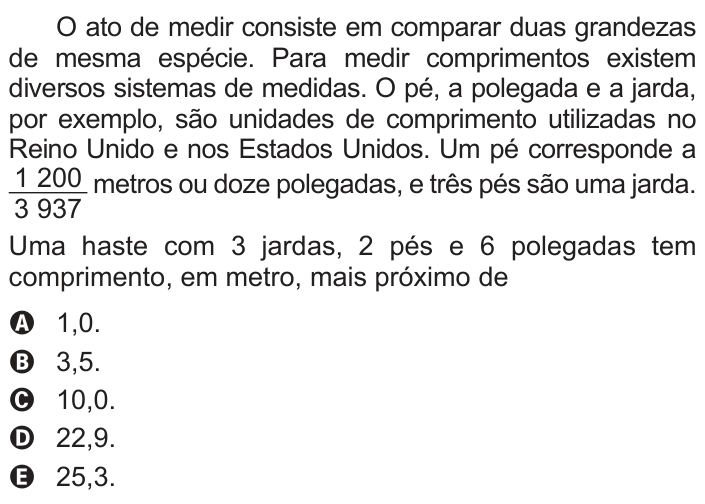Questão 143 no caderno Cinza do ENEM PPL 2016