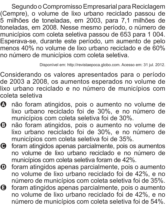 Questão 144 no caderno Cinza do ENEM PPL 2016
