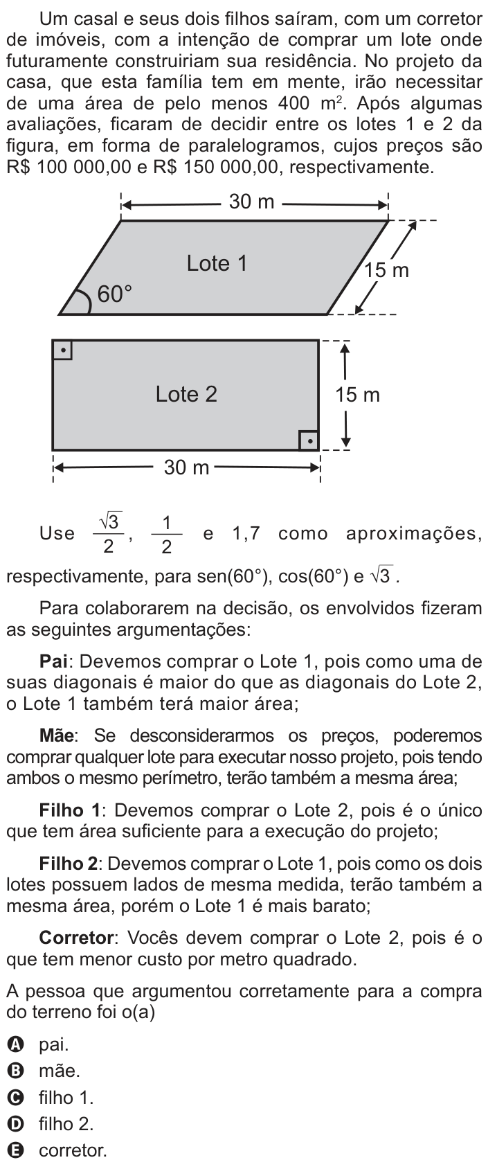 Questão 166 no caderno Cinza do ENEM PPL 2016