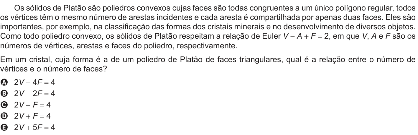 Questão 176 no caderno Cinza do ENEM PPL 2016
