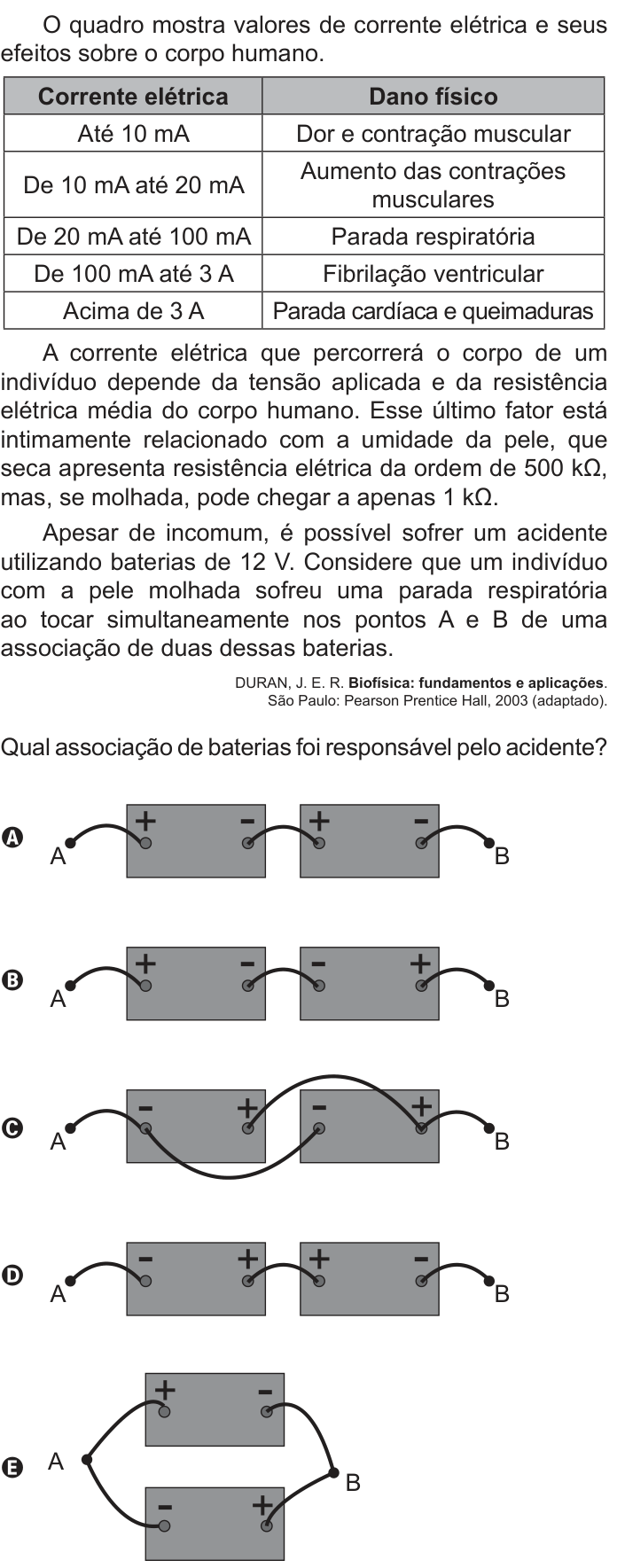 Questão 96 no caderno Azul do ENEM 2022