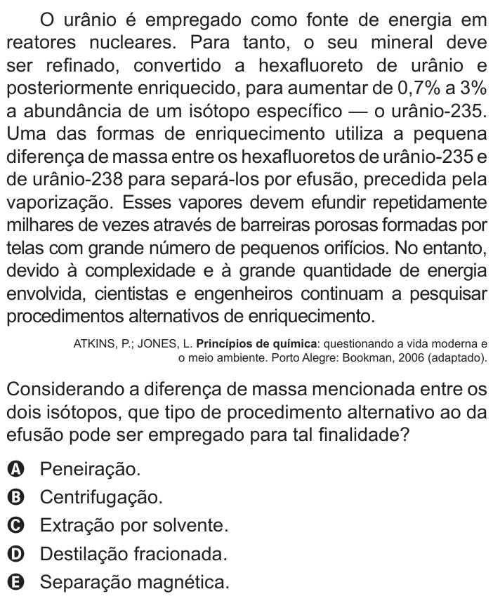 Questão 97 no caderno Azul do ENEM 2022