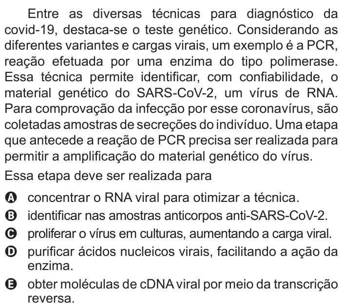 Questão 102 no caderno Azul do ENEM 2022