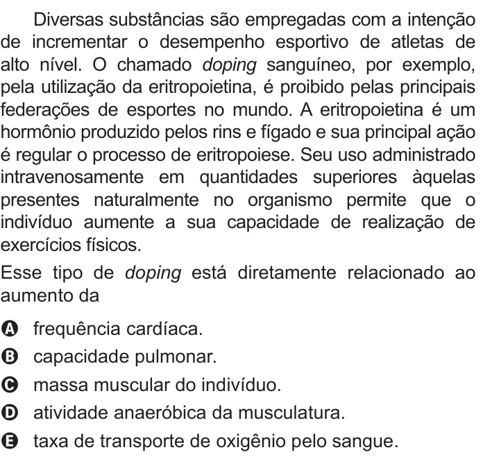 Questão 104 no caderno Azul do ENEM 2022