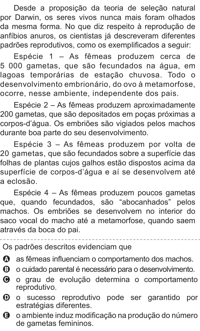 Questão 110 no caderno Azul do ENEM 2022