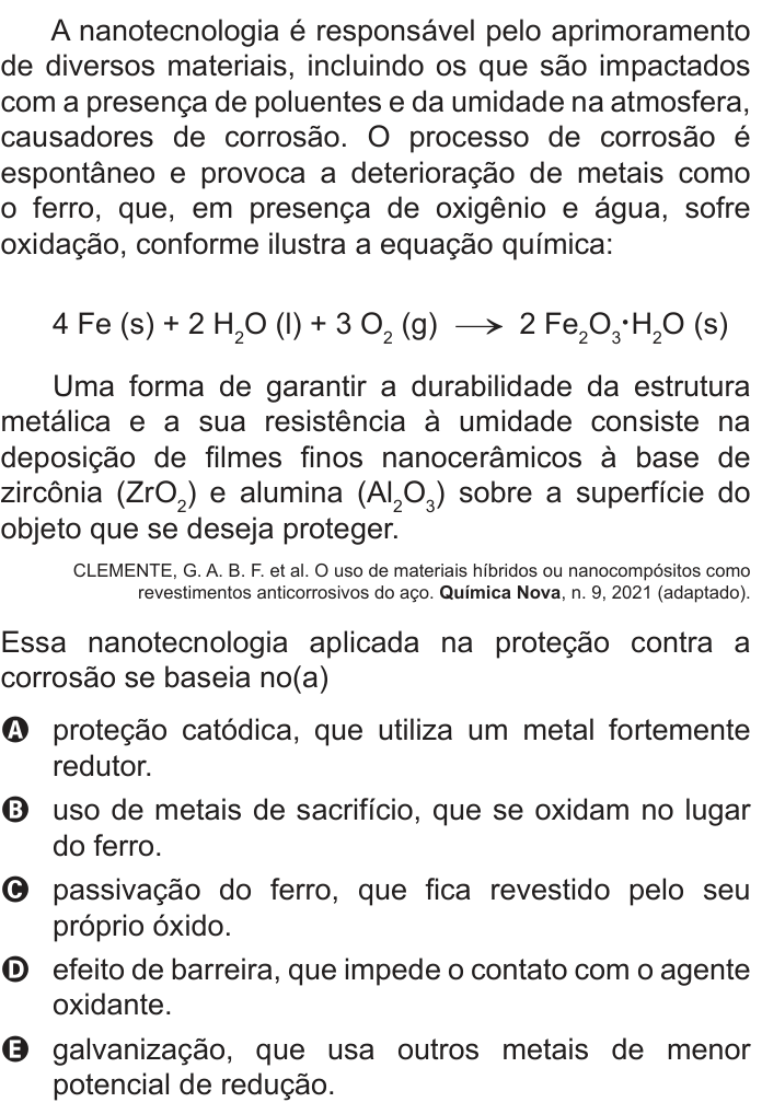 Questão 113 no caderno Azul do ENEM 2022