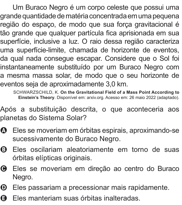 Questão 123 no caderno Azul do ENEM 2022